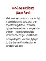 Non-Covalent Bonds (Weak Bond) ppt
