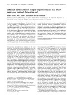 Báo cáo Y học: Defective translocation of a signal sequence mutant in a prlA4 suppressor strain of Escherichia coli doc