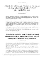 MỨC ĐỘ ĐAU MỎI VAI GÁY Ở NHÂN VIÊN VĂN PHÒNG SỬ DỤNG MÁY VI TÍNH VÀ MỘT SỐ YẾU TỐ NGHỀ NGHIỆP LIÊN QUAN pdf