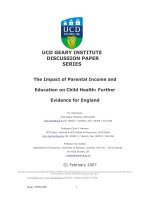 THE IMPACT OF PARENTAL INCOME AND EDUCATION ON CHILD HEALTH: FURTHER EVIDENCE FOR ENGLAND doc