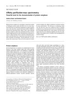 Báo cáo khoa học: Afﬁnity puriﬁcation-mass spectrometry Powerful tools for the characterization of protein complexes ppt