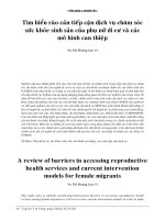 Tìm hiểu rào cản tiếp cận dịch vụ sức khỏe sinh sản của phụ nữ di cư và các mô hình can thiệp pptx