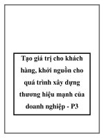 Tạo giá trị cho khách hàng, khởi nguồn cho quá trình xây dựng thương hiệu mạnh của doanh nghiệp - P3 doc