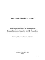 Working Conference on Strategies to Ensure Economic Security for All Canadians docx