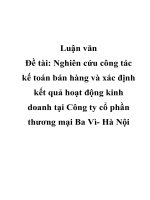 Nghiên cứu công tác kế toán bán hàng và xác định kết quả hoạt động kinh doanh tại Công ty cổ phần thương mại Ba Vì - Hà Nội