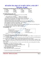 Đề thi học kỳ 2 môn Anh văn lớp 7 Đề 8 docx