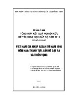 Việt Nam gia nhập ASEAN từ năm 1995 đến nay thành tựu , vấn đề đặt ra và triển vọng