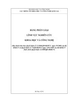 BẢNG PHÂN LOẠI LĨNH VỰC NGHIÊN CỨU KHOA HỌC VÀ CÔNG NGHỆ potx