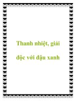 Thanh nhiệt, giải độc với đậu xanh ppt