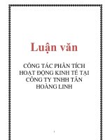 Luận văn: CÔNG TÁC PHÂN TÍCH HOẠT ĐỘNG KINH TẾ TẠI CÔNG TY TNHH TÂN HOÀNG LINH docx