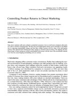Controlling Product Returns in Direct Marketing ppt