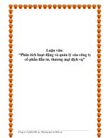 Báo cáo thực tập: “Phân tích hoạt động và quản lý của công ty cổ phần đầu tư, thương mại dịch vụ” doc
