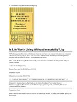 Is Life Worth Living Without Immortality? ppt