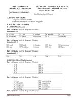 ĐÁP ÁN ĐỀ THI CHỌN HỌC SINH GIỎI CẤP TỈNH LỚP 12 THPT NĂM HỌC 2012-1013 MÔN TIẾNG ANH - TỈNH KONTUM ppt
