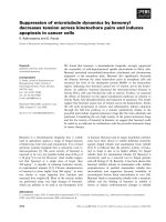 Báo cáo khoa học: Suppression of microtubule dynamics by benomyl decreases tension across kinetochore pairs and induces apoptosis in cancer cells potx