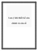 Lưu ý khi thiết kế cửa chính và cửa sổ docx