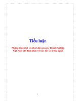 bài tập nhóm những thuận lợi và khó khăn của các doanh nghiệp việt nam khi đàm phán với các đối tác nước ngoài