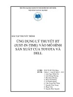 ỨNG DỤNG LÝ THUYẾT JIT VÀO MÔ HÌNH SẢN XUÂT CỦA TOYOTA VÀ DELL