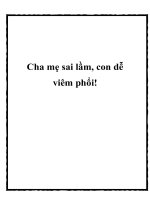 Cha mẹ sai lầm, con dễ viêm phổi! doc