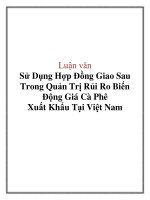 Luận văn: Sử Dụng Hợp Đồng Giao Sau Trong Quản Trị Rủi Ro Biến Động Giá Cà Phê Xuất Khẩu Tại Việt Nam pptx
