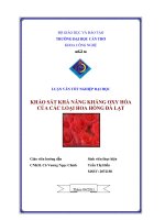 khảo sát khả năng kháng oxi hóa của các loại hoa hồng đà lạt