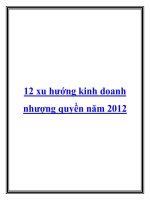 12 xu hướng kinh doanh nhượng quyền năm 2012 potx