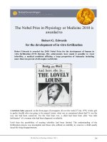 The Nobel Prize in Physiology or Medicine 2010 isawarded toRobert G. Edwards