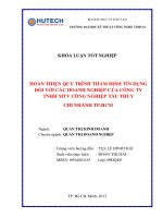 LUẬN  VĂN HOÀN THIỆN QUY TRÌNH THẨM ĐỊNH TÍN DỤNG  ĐỐI VỚI CÁC DOANH NGHIỆP CỦA CÔNG TY  TNHH MTV CÔNG NGHIỆP TÀU THỦY  CHI NHÁNH TP.HCM