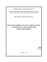 Bước đầu nghiên cứu công nghệ sản xuất vacxin tại Việt Nam qui mô phòng thí nghiệm pptx