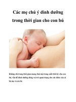Các mẹ chú ý dinh dưỡng trong thời gian cho con bú doc