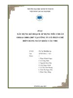 XÂY DỰNG KẾ HOẠCH ÁP DỤNG TIÊU CHUẨN OHSAS 18001:2007 TẠI CÔNG TY CỔ PHẦN CHẾ BIẾN HÀNG XUẤT KHẨU CẦU TRE