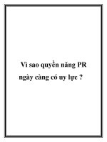 Vì sao quyền năng PR ngày càng có uy lực ? docx