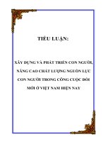 TIỂU LUẬN: XÂY DỰNG VÀ PHÁT TRIỂN CON NGƯỜI, NÂNG CAO CHẤT LƯỢNG NGUỒN LỰC CON NGƯỜI TRONG CÔNG CUỘC ĐỔI MỚI Ở VIỆT NAM HIỆN NAY docx