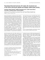 Báo cáo Y học: Thermolysin-linearized microcin J25 retains the structured core of the native macrocyclic peptide and displays antimicrobial activity doc