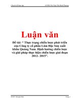 Đề tài: “ Thực trạng chiến lược phát triển của Công ty cổ phần Lâm Đặc Sản xuất khẩu Quảng Nam. Định hướng chiến lược và giải pháp thực hiện chiến lược giai đoạn 2012- 2015”. doc