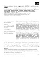 Báo cáo khoa học: Human skin cell stress response to GSM-900 mobile phone signals In vitro study on isolated primary cells and reconstructed epidermis docx