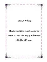 LUẬN VĂN: Hoạt động Kiểm toán báo cáo tài chính tại một số Công ty Kiểm toán độc lập Việt nam pdf