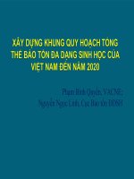 XÂY DỰNG KHUNG QUY HOẠCH TỔNG THỂ BẢO TỒN ĐA DẠNG SINH HỌC CỦA VIỆT NAM ĐẾN NĂM 2020 pot