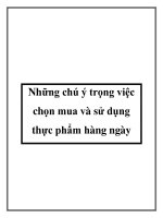 Những chú ý trọng việc chọn mua và sử dụng thực phẩm hàng ngày pdf