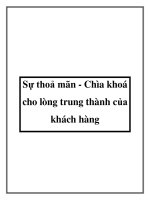 Sự thoả mãn - Chìa khoá cho lòng trung thành của khách hàng pptx
