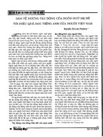 Báo cáo khoa học:Bàn về những tác động của ngôn ngữ mẹ đẻ tới hiệu quả học tiếng Anh của người Việt Nam docx