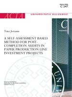 A SELF-ASSESSMENT BASED METHOD FOR POST- COMPLETION AUDITS IN PAPER PRODUCTION LINE INVESTMENT PROJECTS doc