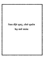 Sau đột quỵ, chớ quên hạ mỡ máu pptx