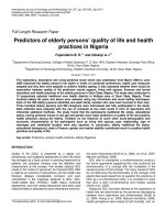 Predictors of elderly persons’ quality of life and health practices in Nigeria ppt