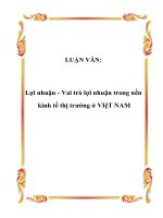 LUẬN VĂN: Lợi nhuận - Vai trò lợi nhuận trong nền kinh tế thị trường ở VIệT NAM docx