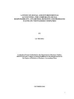 a study on social and environmental accounting, the corporate social responsibility awareness, benefits and problems facing by vietnamese companies