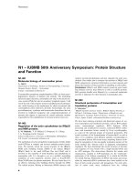 Báo cáo khoa học: N1 – IUBMB 50th Anniversary Symposium: Protein Structure and Function potx