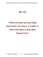ĐỀ TÀI “Phân tích hiệu quả hoạt động kinh doanh của công ty Cổ phần và Phát triển Dịch vụ Bưu điện Quảng Nam” potx