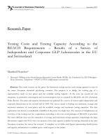 Testing Costs and Testing Capacity According to the REACH Requirements – Results of a Survey of Independent and Corporate GLP Laboratories in the EU and Switzerland potx