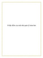 10 đặc điểm của một nhà quản lý hoàn hảo pptx